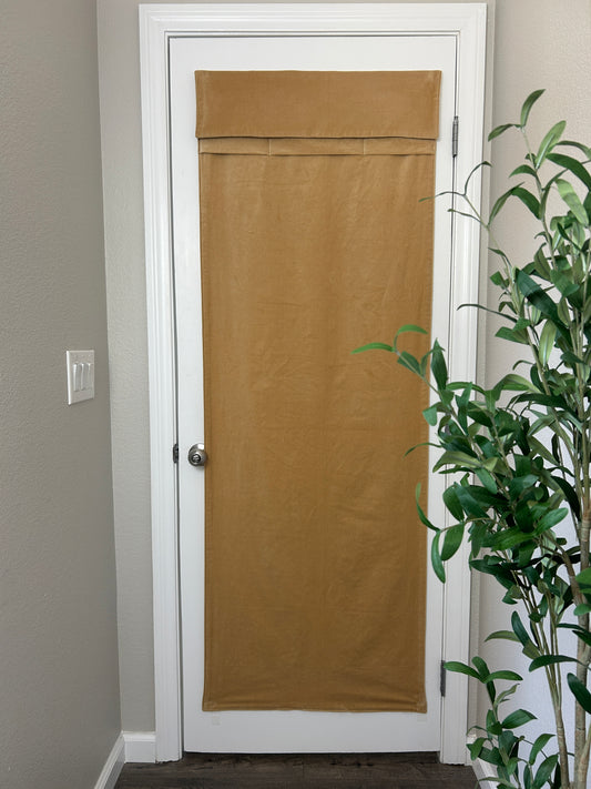 BrioLux™ Golden Tan Velvet Luxury Door Curtain 1 Panel