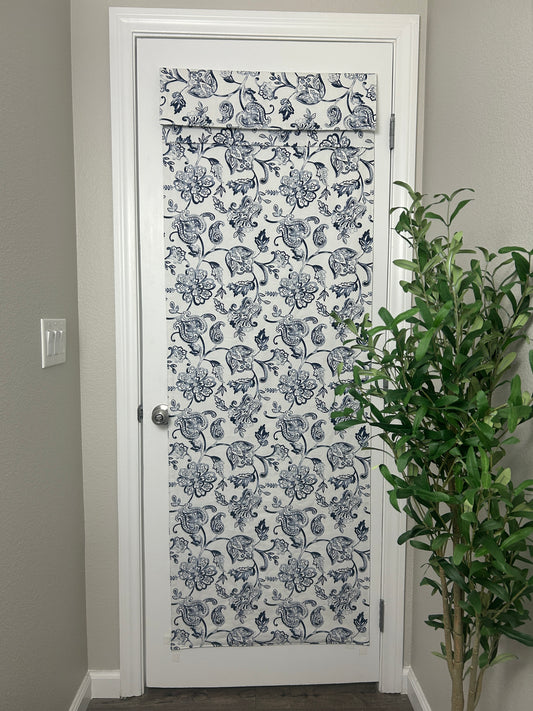 Clearance! Navy & White Botanical French Door Curtain - 1 Panel