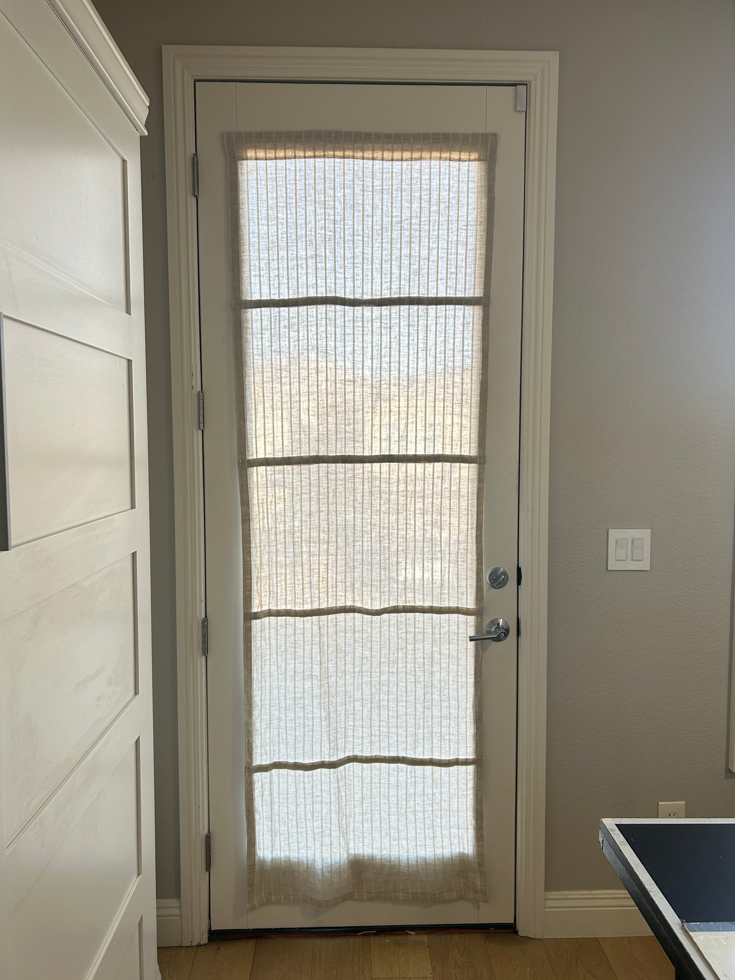 Beige Striped Linen Cotton Bayside Breeze™️ Noren panel - 1