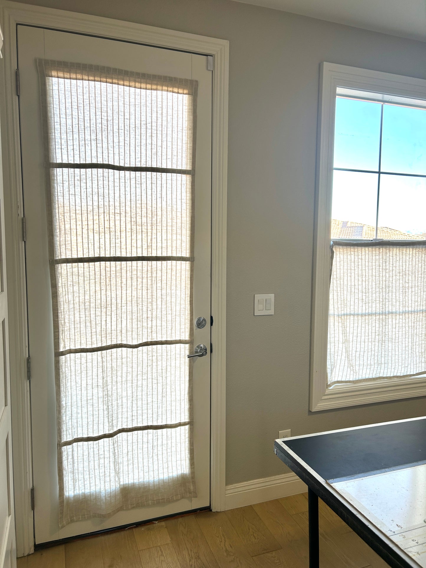 Beige Striped Linen Cotton Bayside Breeze™️ Noren panel - 1