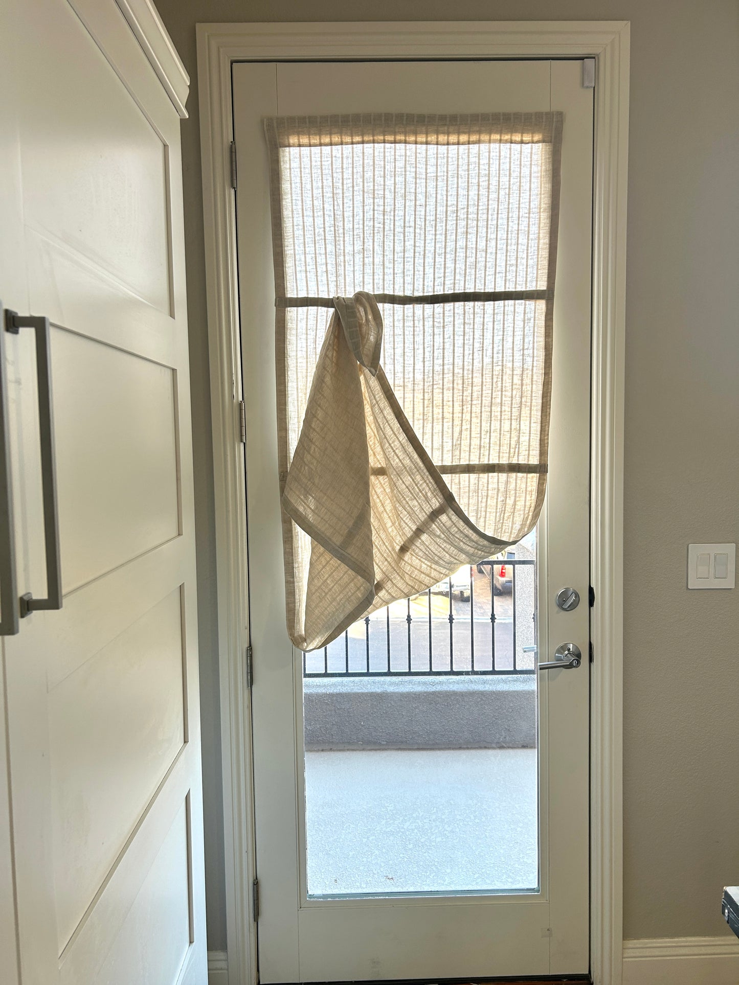Beige Striped Linen Cotton Bayside Breeze™️ Noren panel - 1