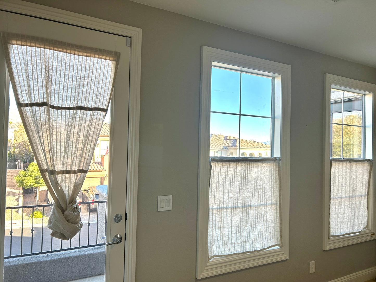 Beige Striped Linen Cotton Bayside Breeze™️ Noren panel - 1