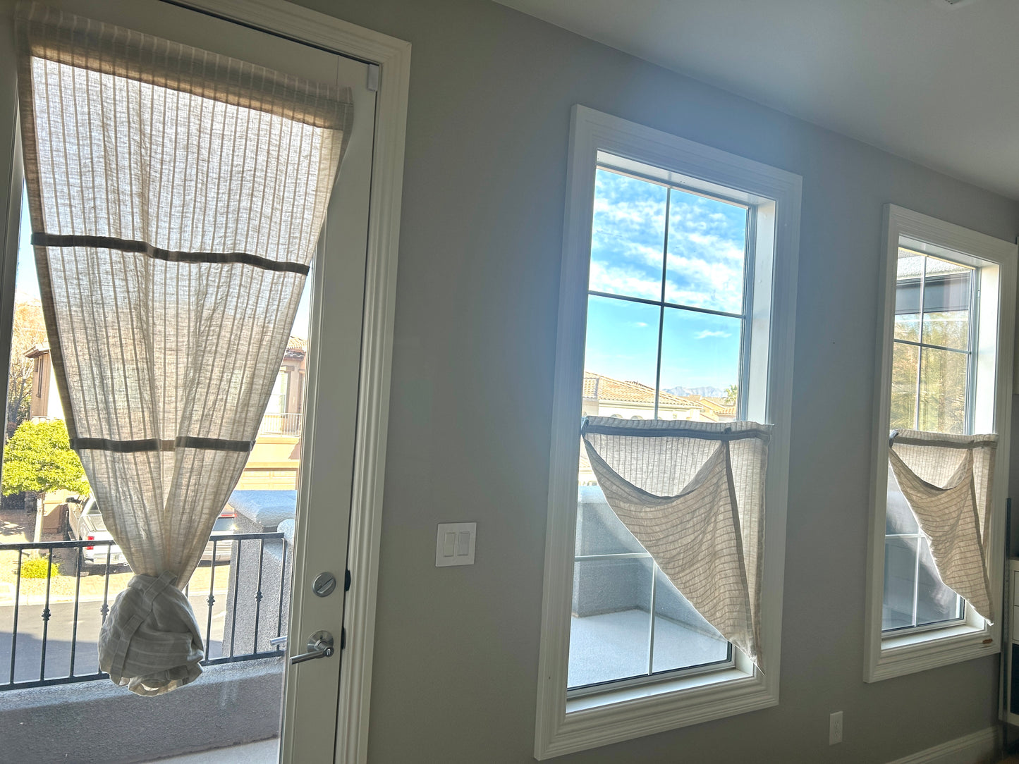 Beige Striped Linen Cotton Bayside Breeze™️ Noren panel - 1