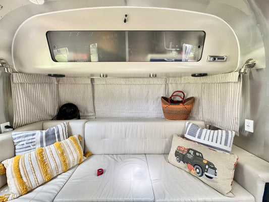 1 Set (6 curtains) Taupe Striped Blackout Airstream® Washable Panoramic Curtains