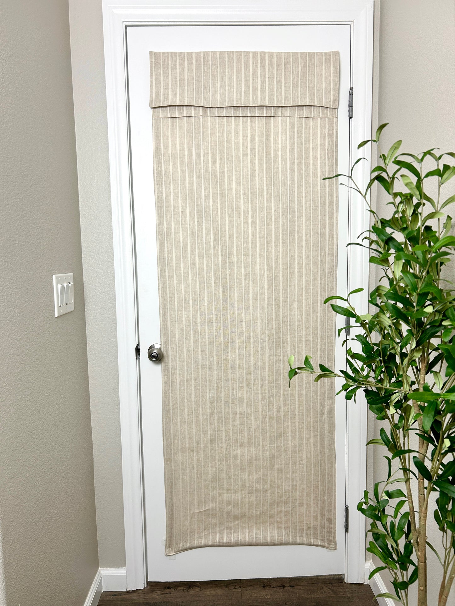 BrioLux™ Beige Striped Linen Luxury Door Curtain 1 Panel