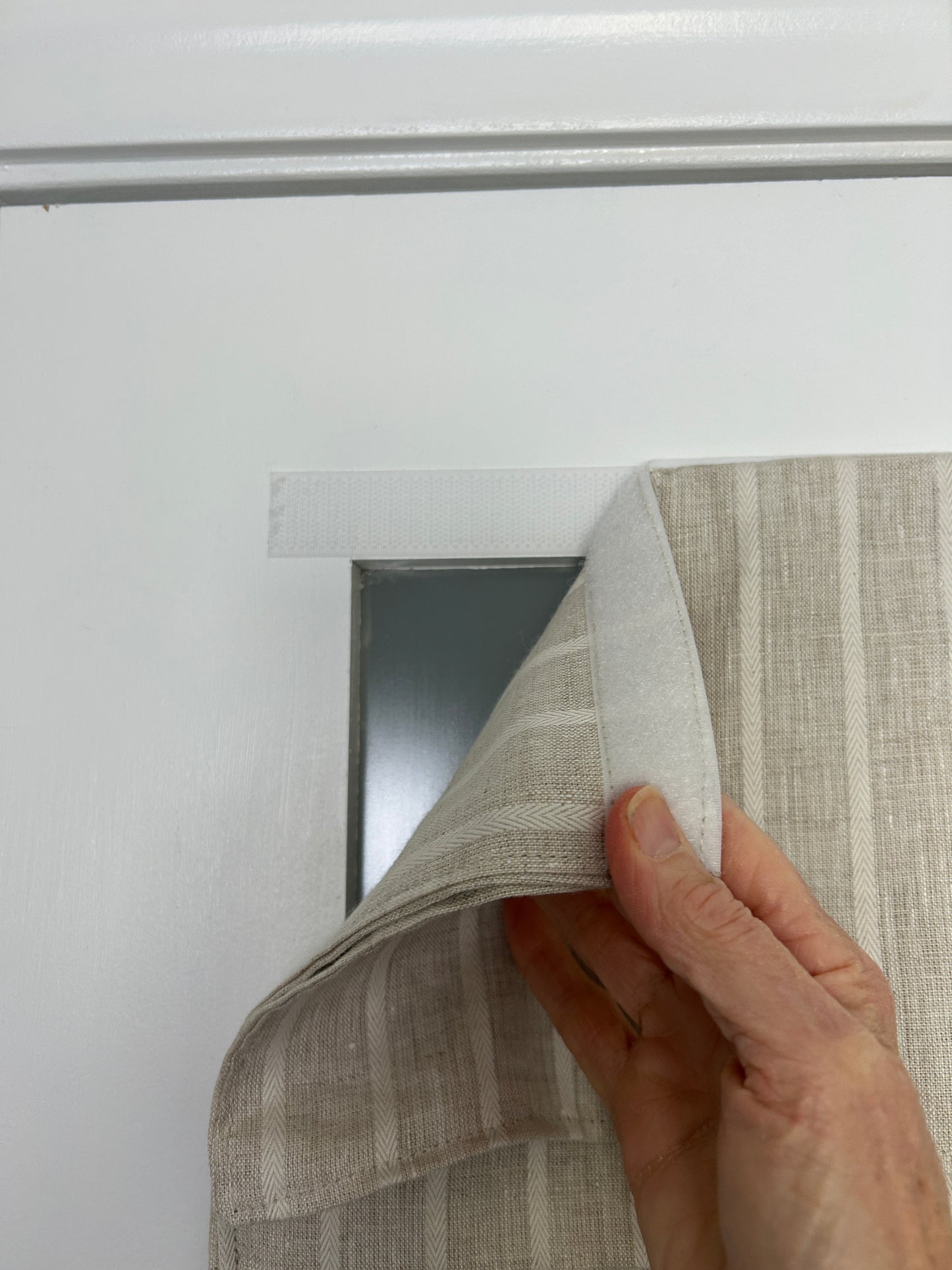 BrioLux™ Beige Striped Linen Luxury Door Curtain 1 Panel