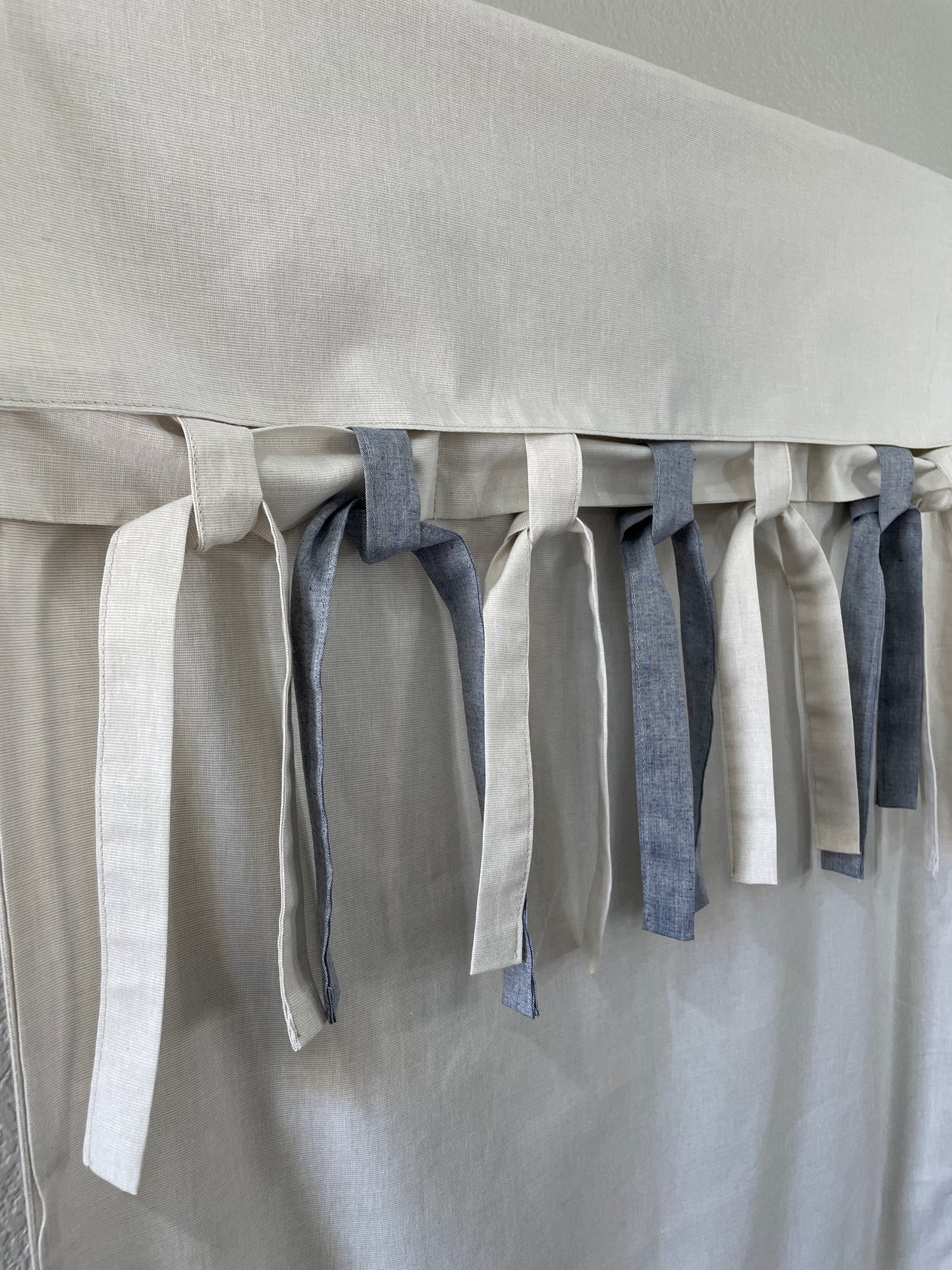 Set of 3 24" Long Ties & Bows (Light Gray, Natural Beige, Blue Chambray or Light Green)
