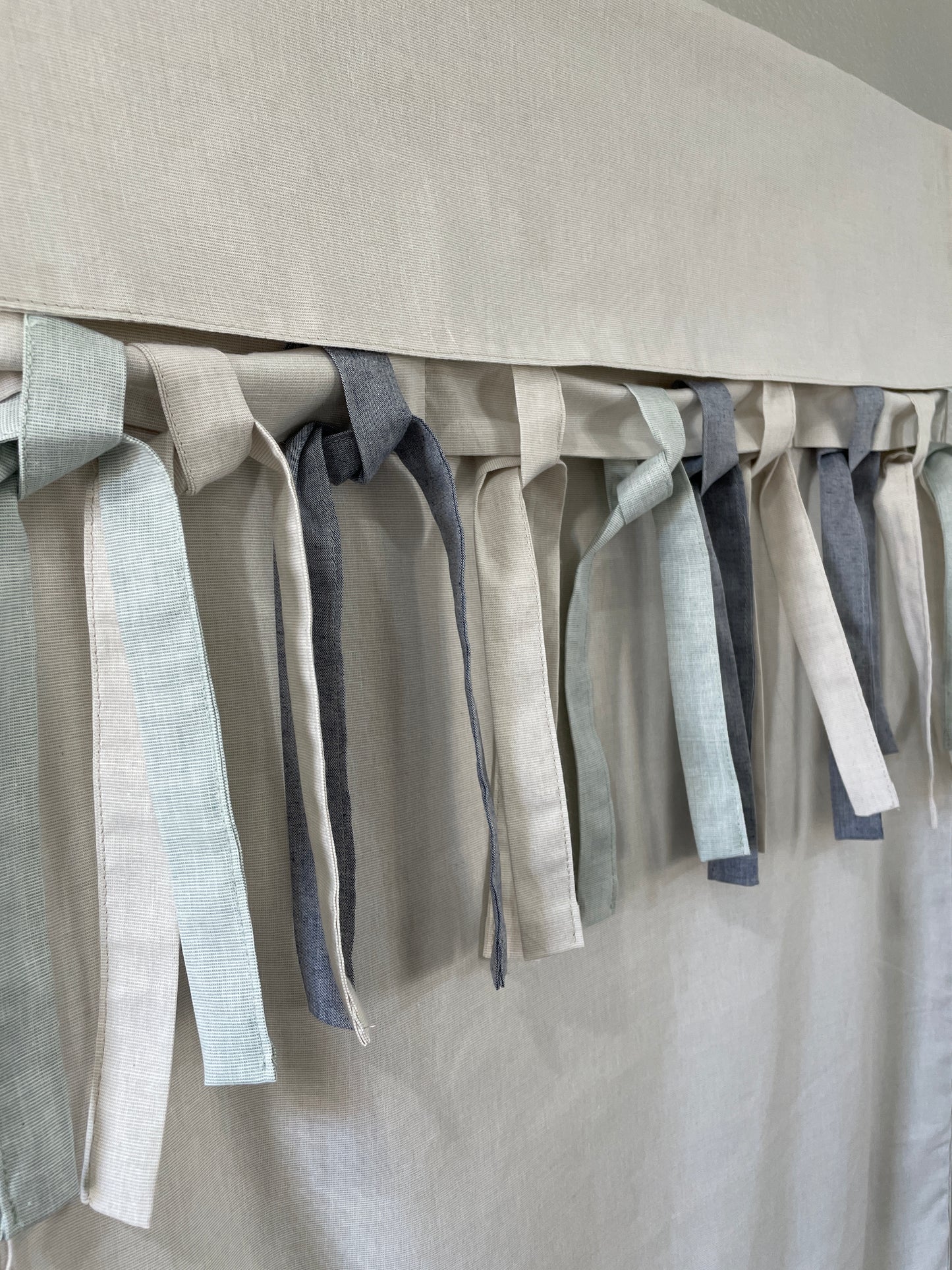 Set of 3 24" Long Ties & Bows (Light Gray, Natural Beige, Blue Chambray or Light Green)