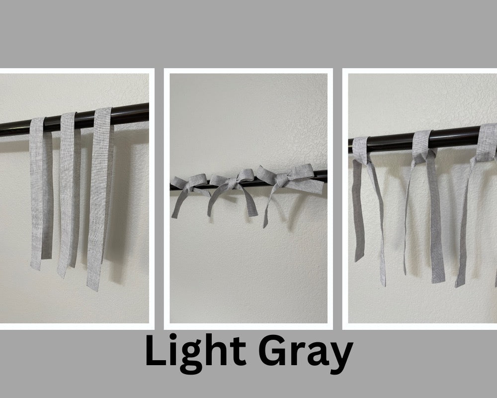 Set of 3 24" Long Ties & Bows (Light Gray, Natural Beige, Blue Chambray or Light Green)