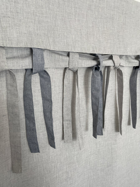 Ties and Bows Light Gray Soft Cotton French Door Curtain 1 panel