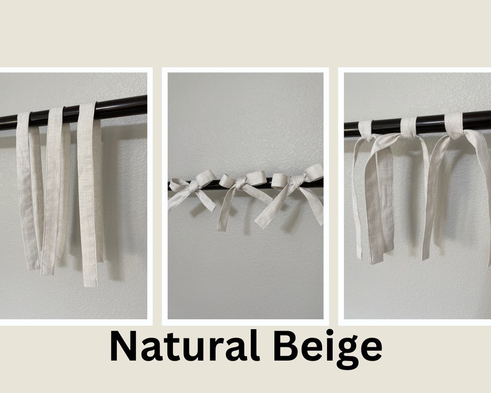 Set of 3 24" Long Ties & Bows (Light Gray, Natural Beige, Blue Chambray or Light Green)