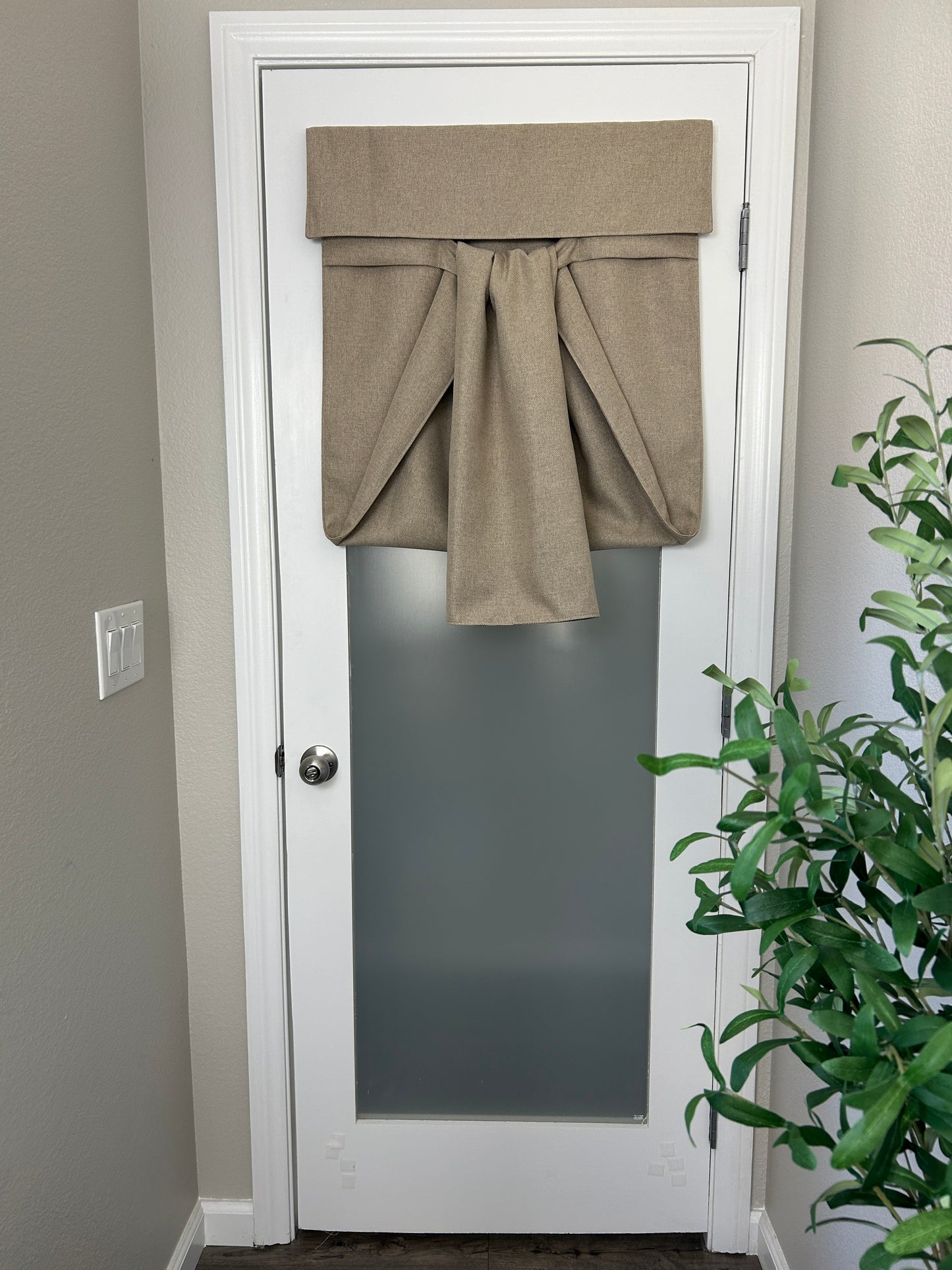 BrioLux™ Tan Woven Blackout Luxury Door Curtain 1 Panel