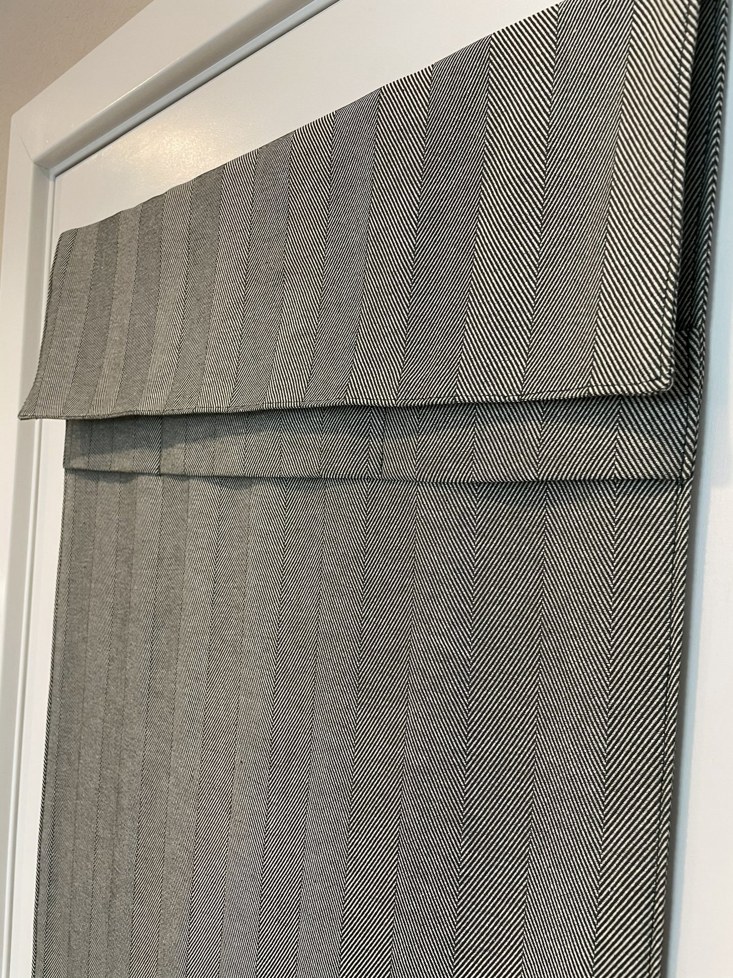 Gray Green Herringbone French Door Curtain 1 panel