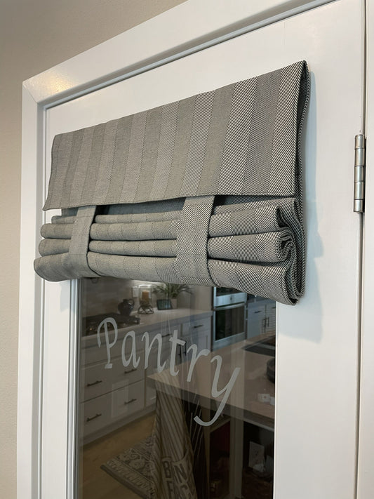 Gray Green Herringbone French Door Curtain 1 panel