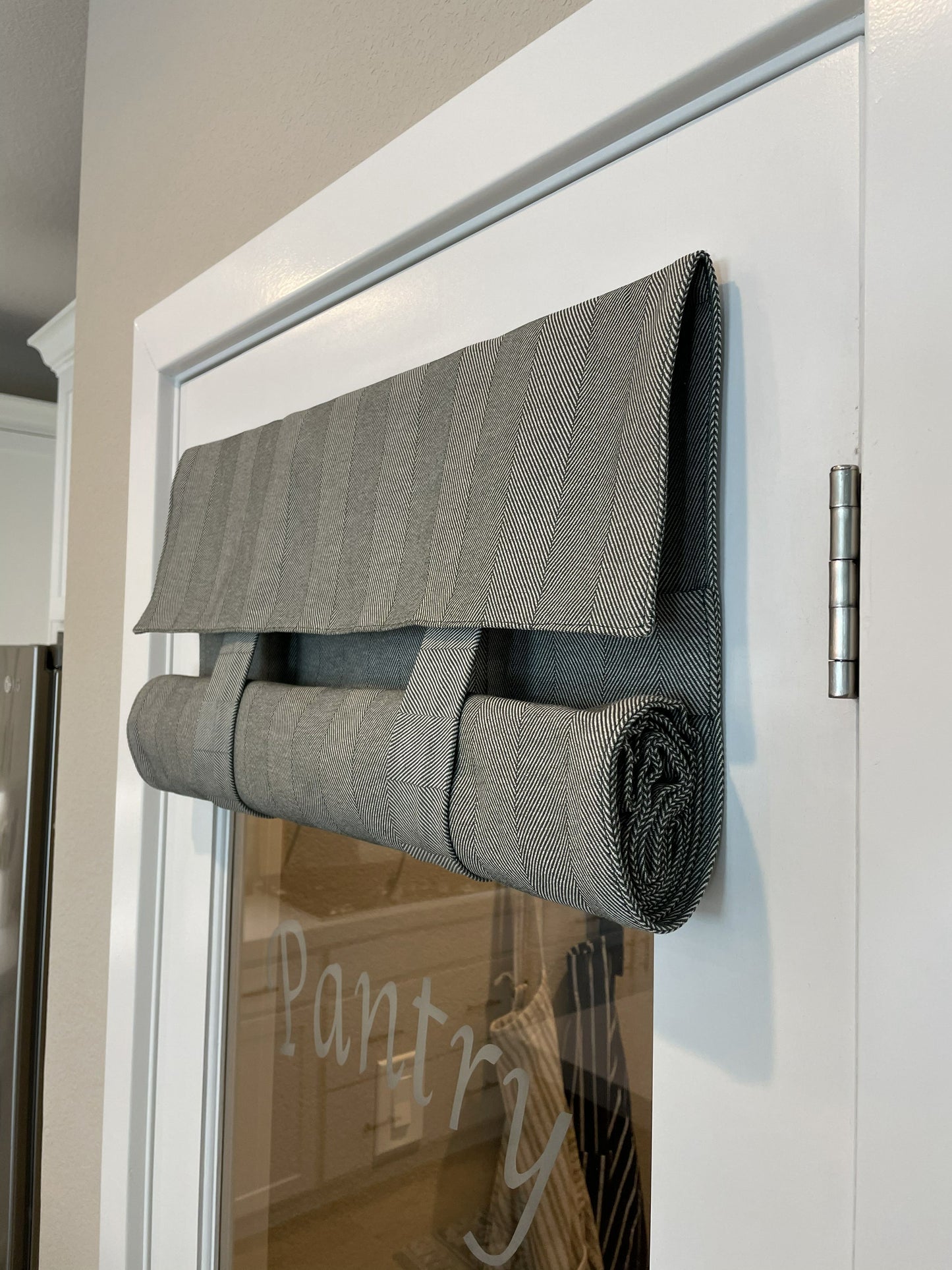 Gray Green Herringbone French Door Curtain 1 panel