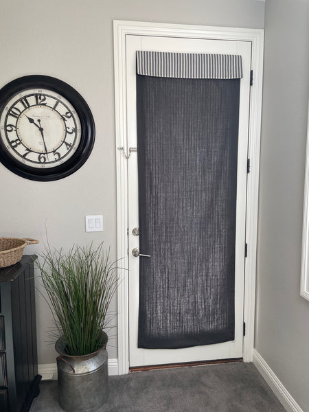Reversible Stone Striped and Dark Gray Door Curtain 1 Panel