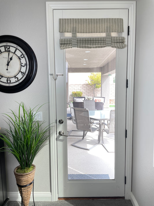 Reversible Sage Striped and Beige Door Curtain 1 Panel