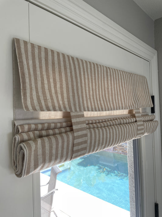 Reversible Nutmeg Striped and Beige Door Curtain 1 Panel