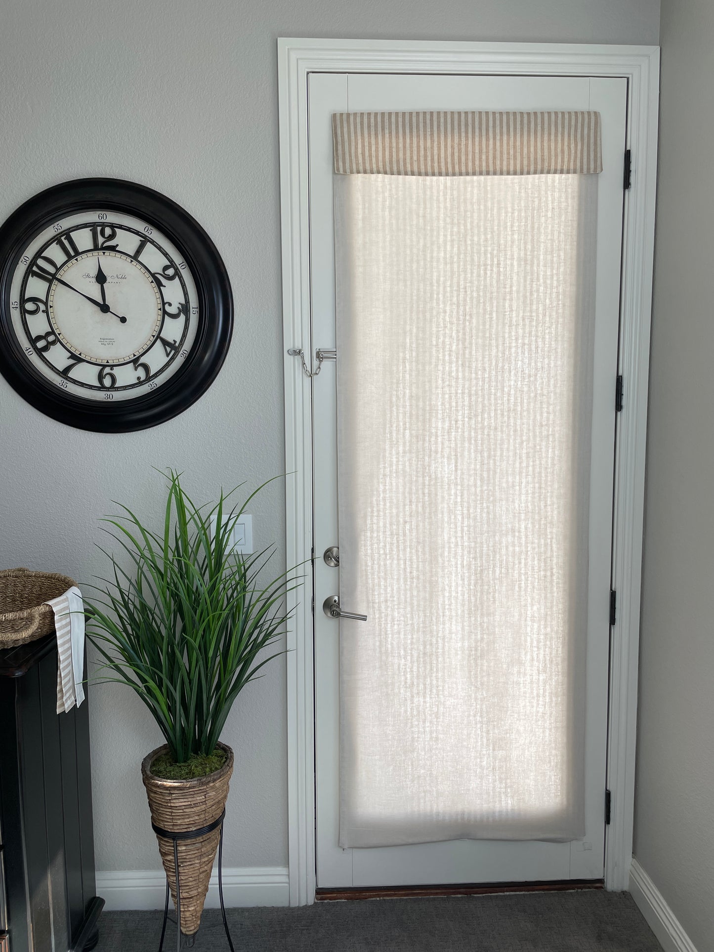 Reversible Nutmeg Striped and Beige Door Curtain 1 Panel