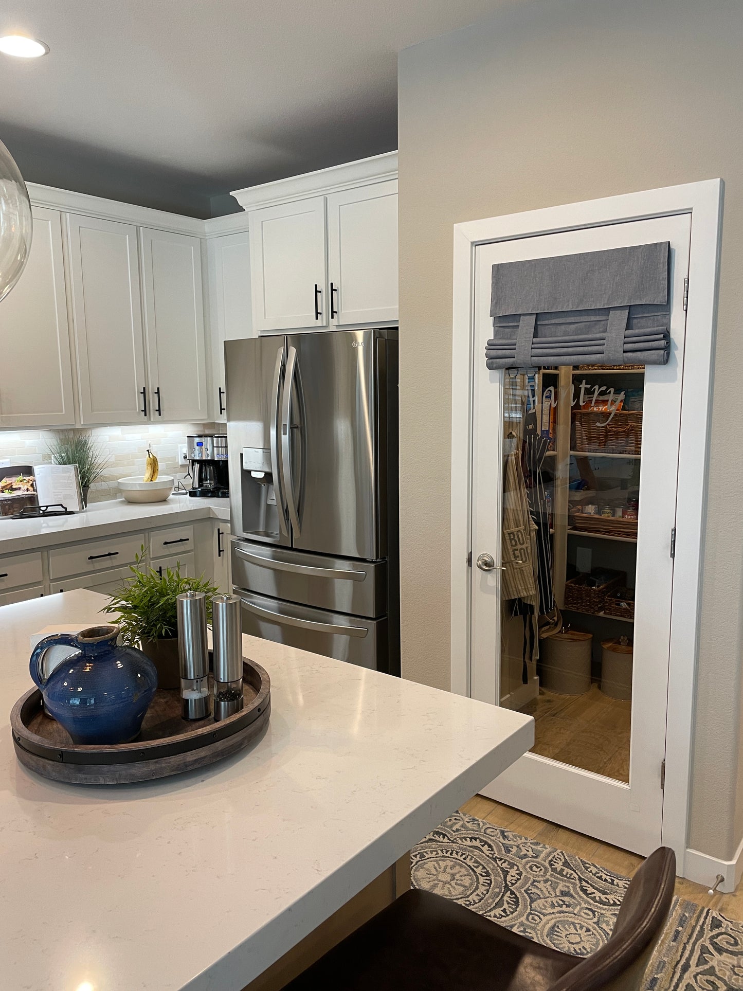 Blue Chambray Cotton Door Panel 1 panel