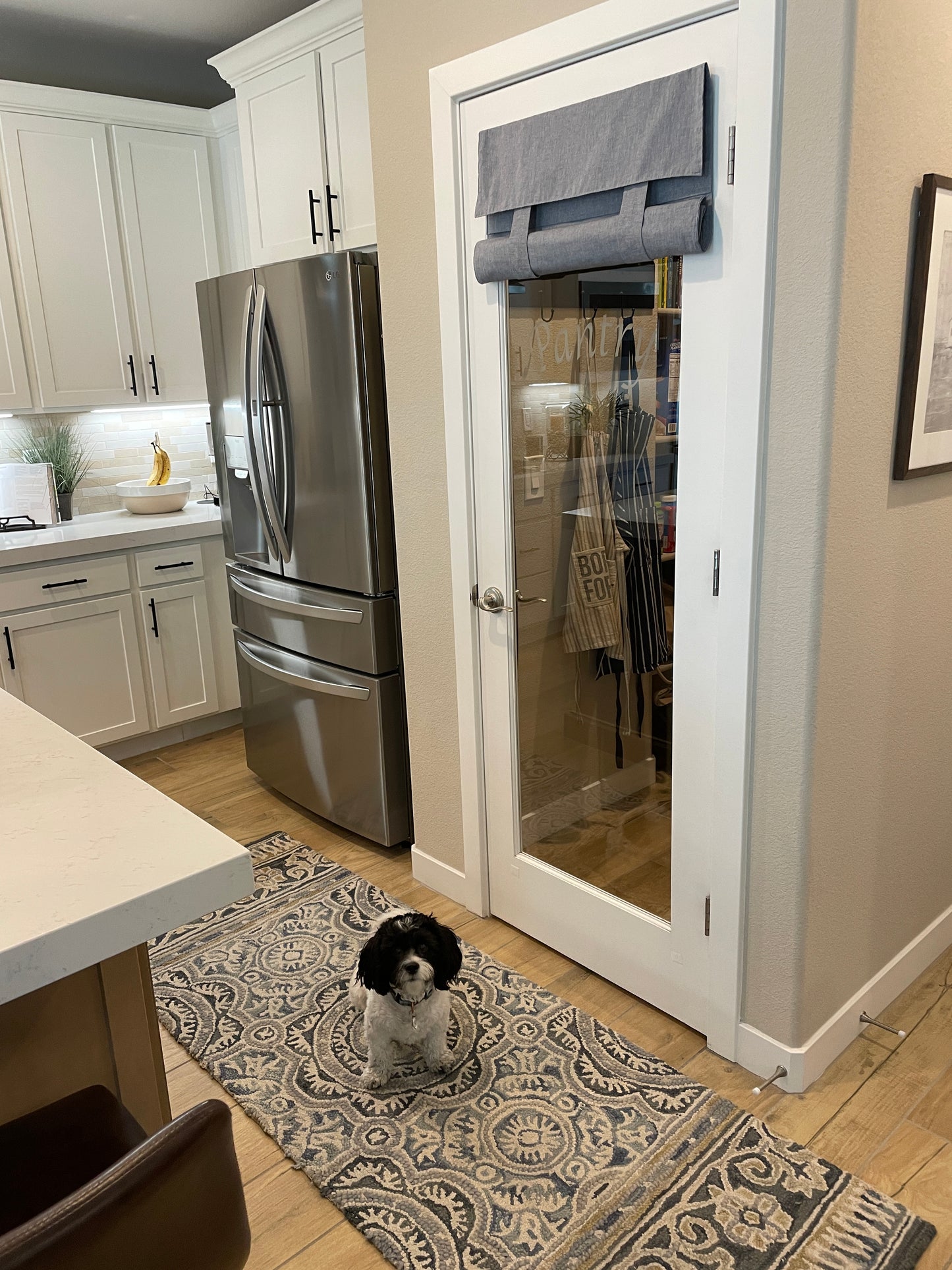 Blue Chambray Cotton Door Panel 1 panel