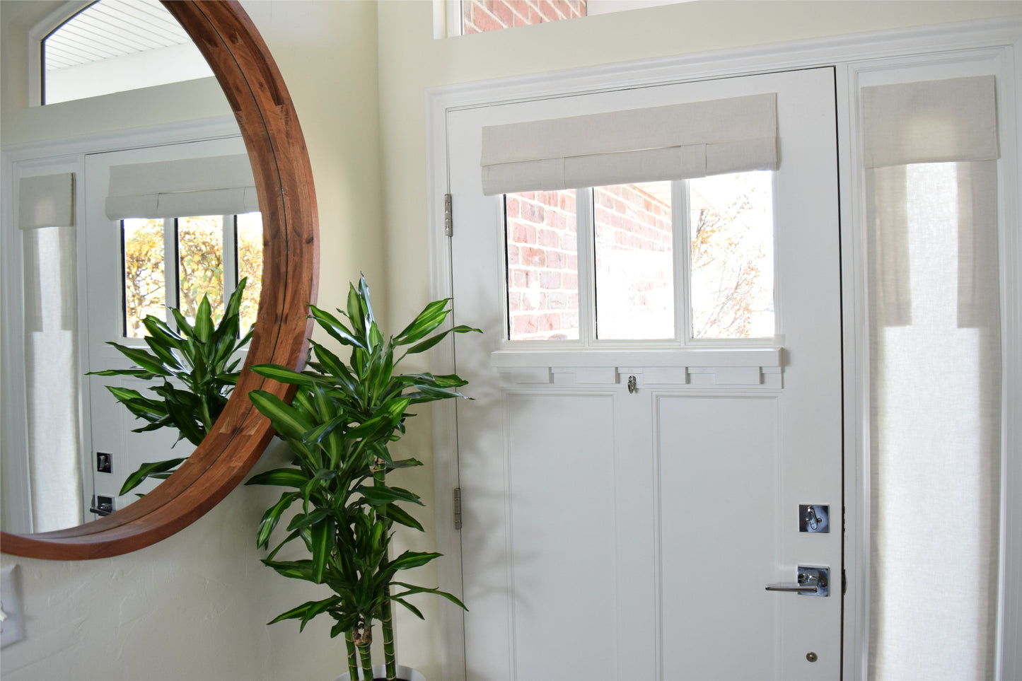 Natural Beige Small Front Door or Sidelight Curtains 1 panel