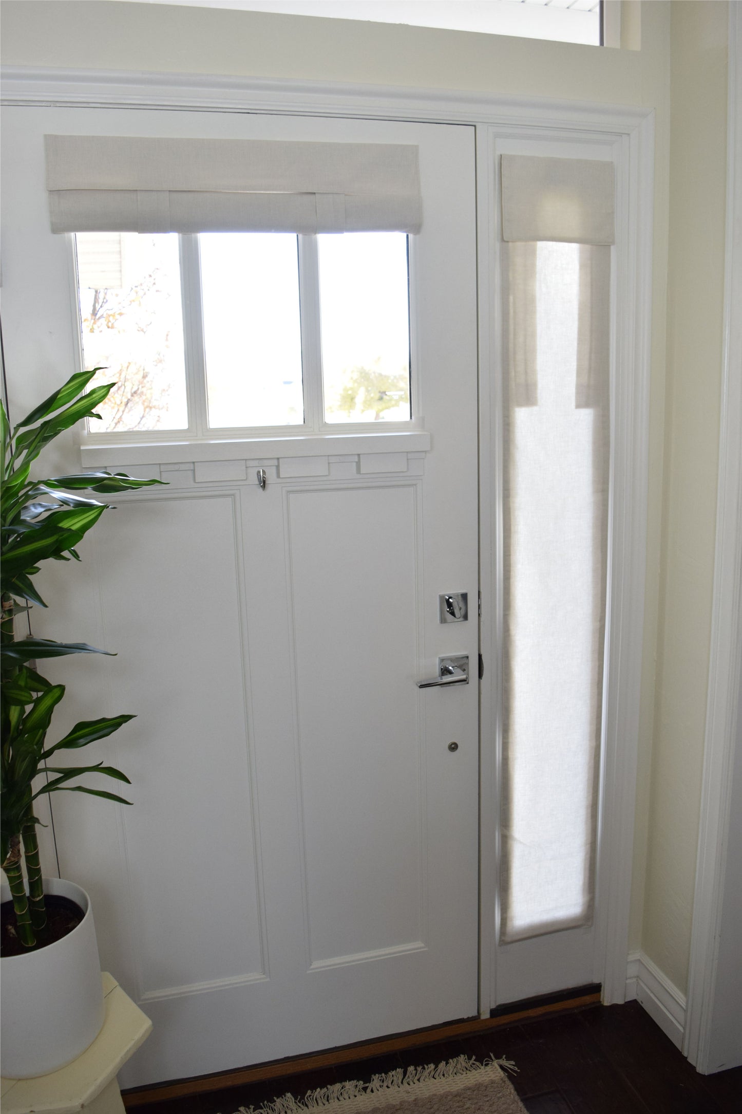 Natural Beige Small Front Door or Sidelight Curtains 1 panel