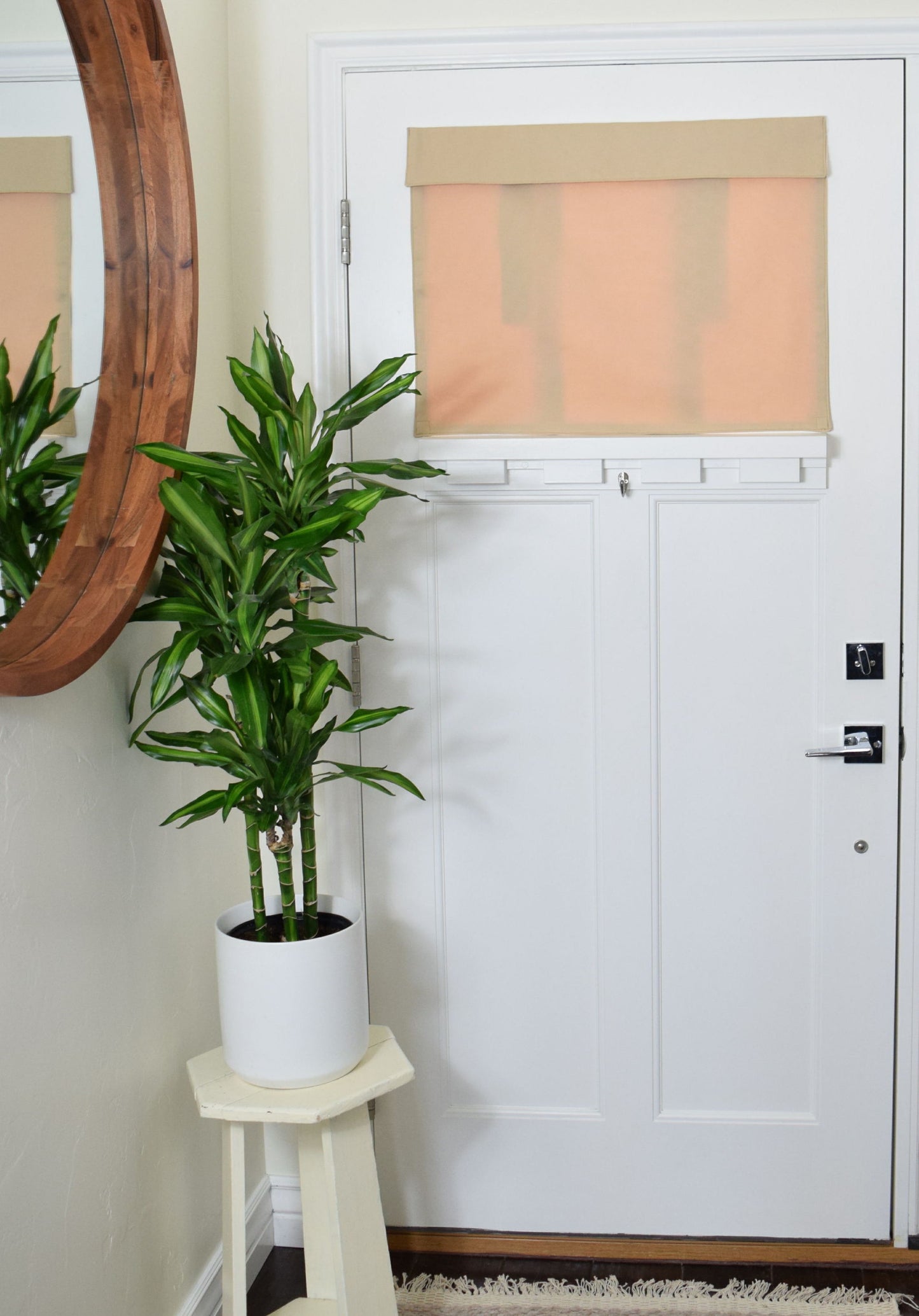 Clearance! 25" w x 20" L Tan Small Front Door Window Curtain -washable