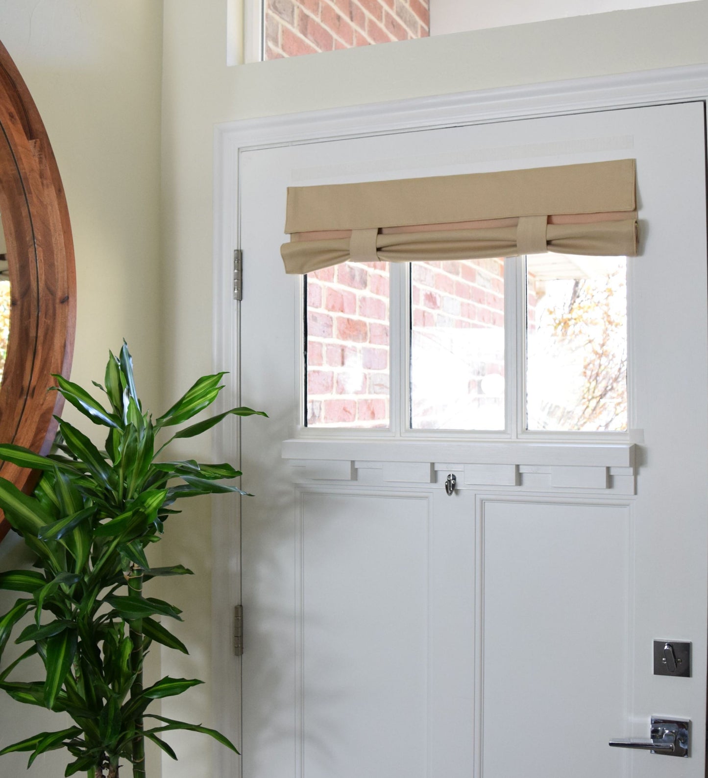 Clearance! 25" w x 20" L Tan Small Front Door Window Curtain -washable