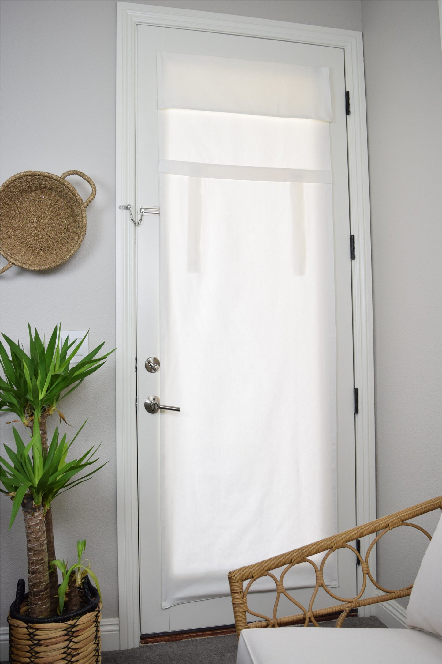 Off White Herringbone Drop Down Extra Long French Door Curtain 1 panel