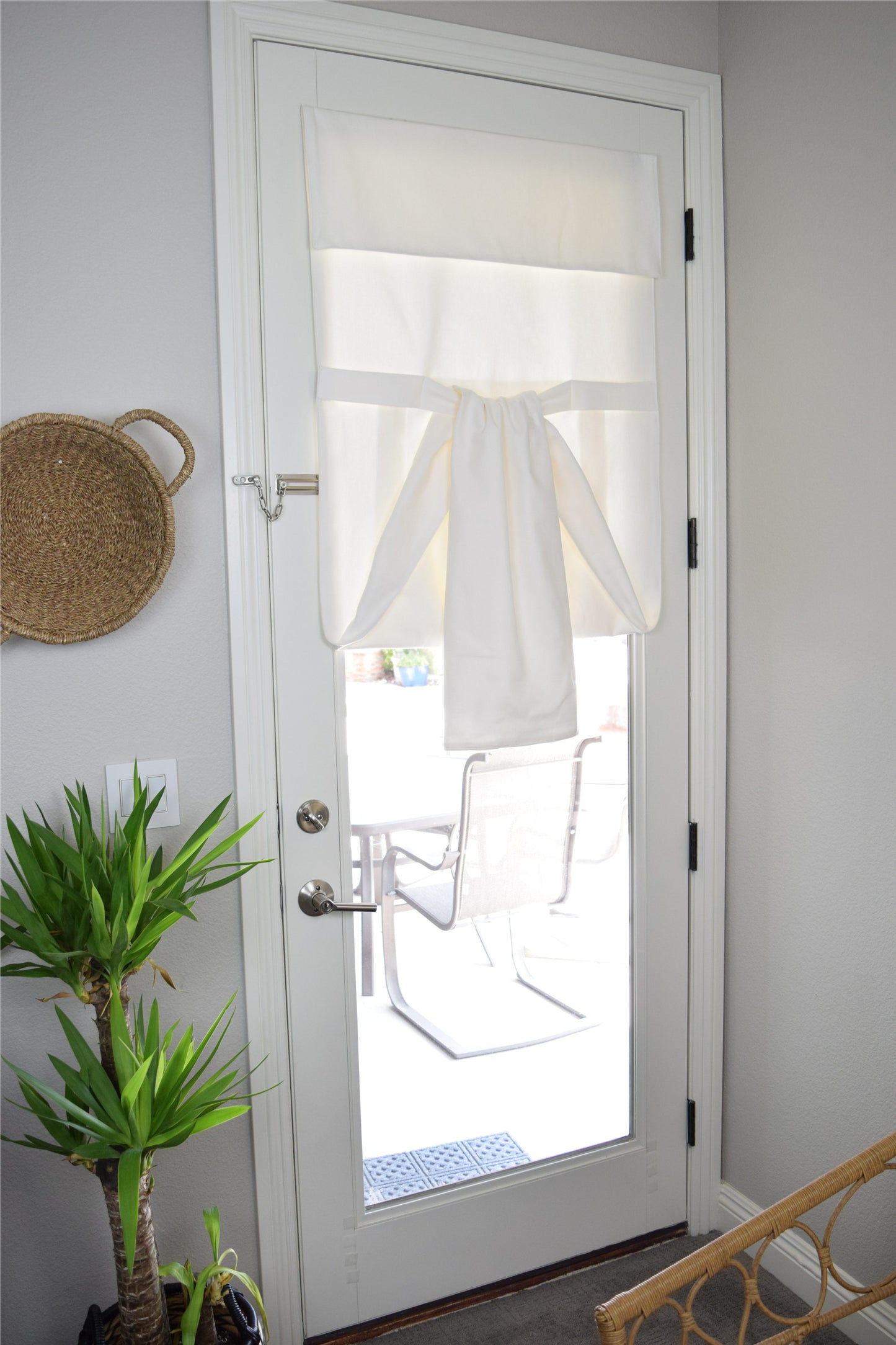 Off White Herringbone Drop Down Extra Long French Door Curtain 1 panel