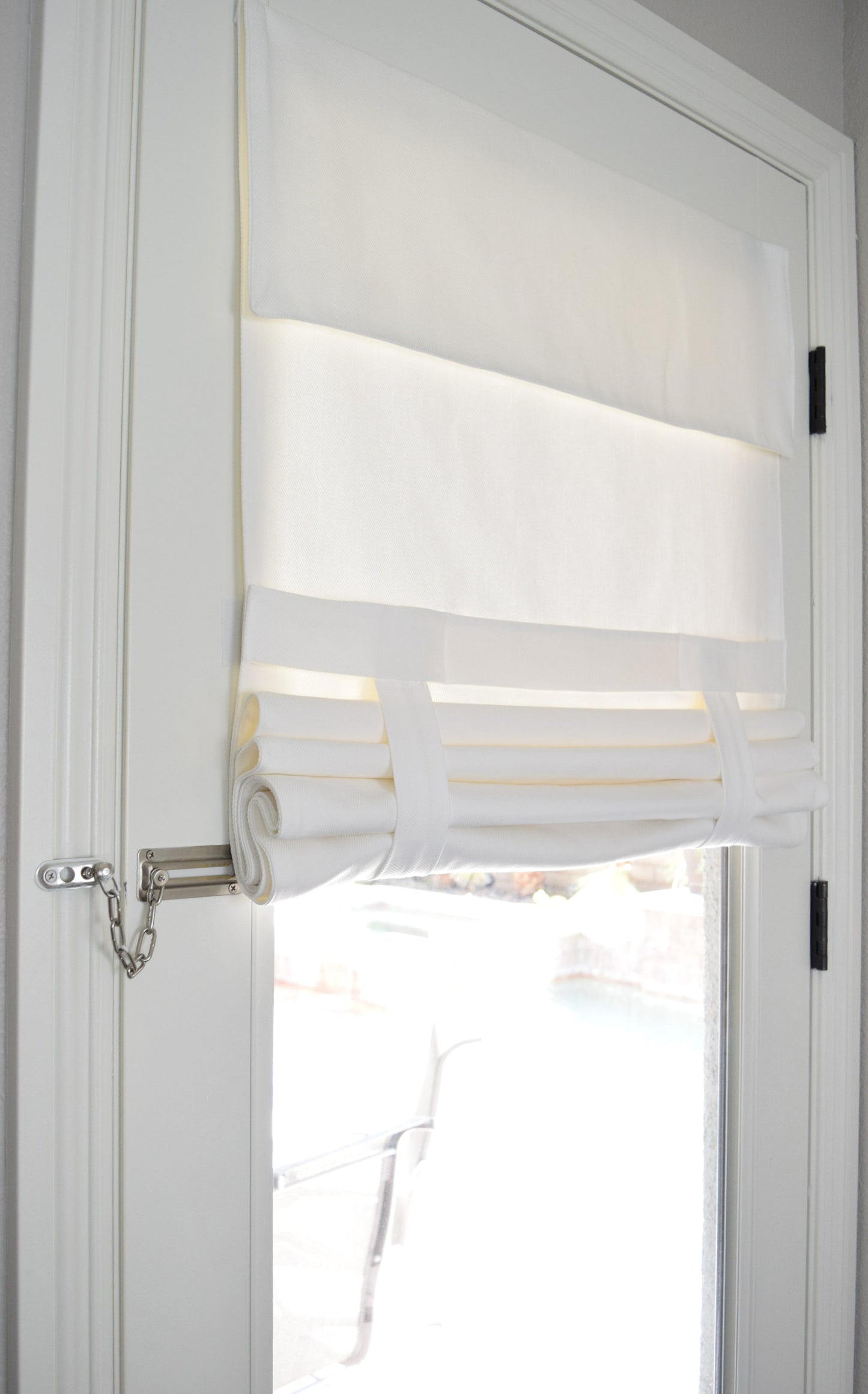 Off White Herringbone Drop Down Extra Long French Door Curtain 1 panel