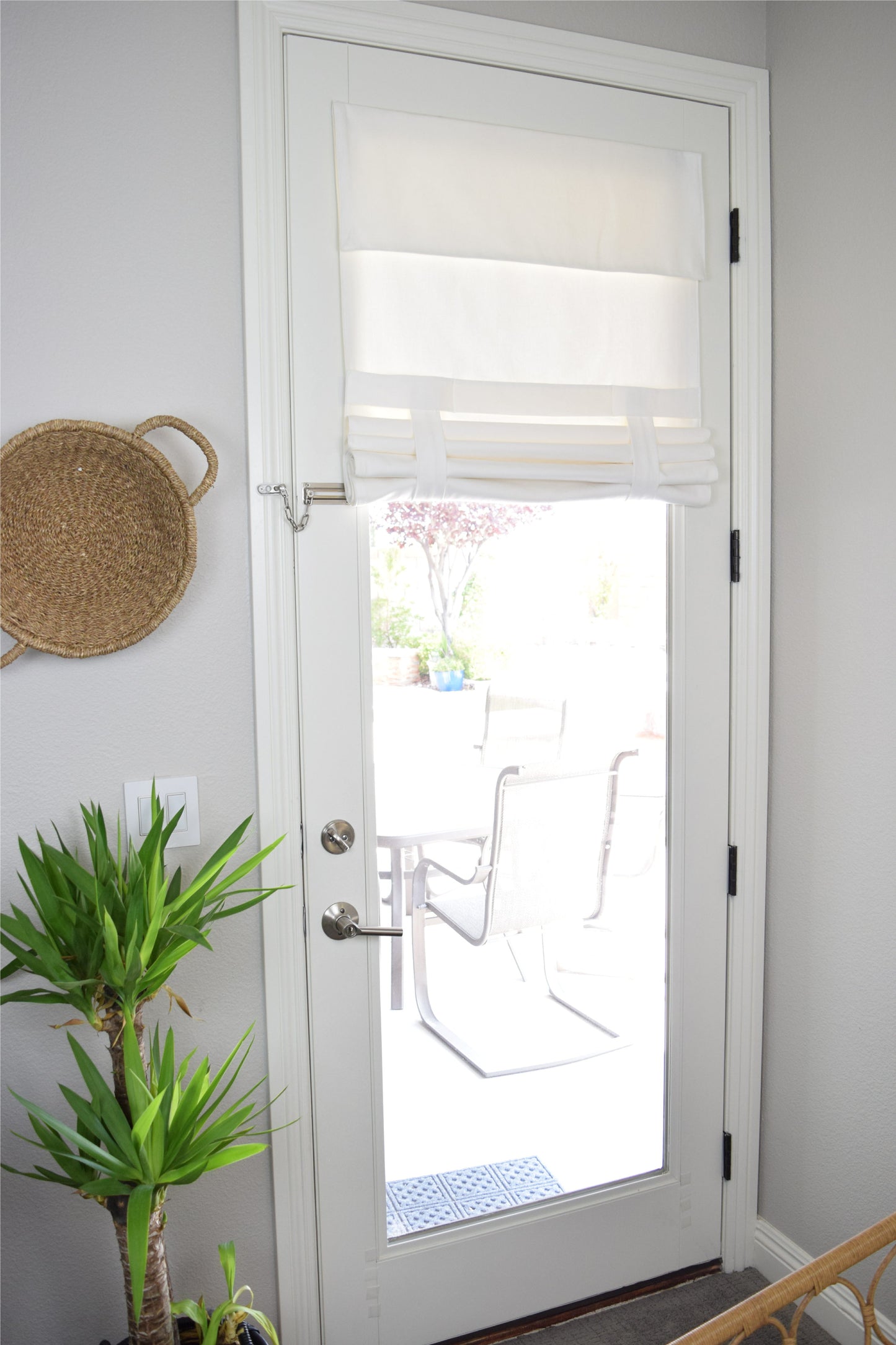 Off White Herringbone Drop Down Extra Long French Door Curtain 1 panel