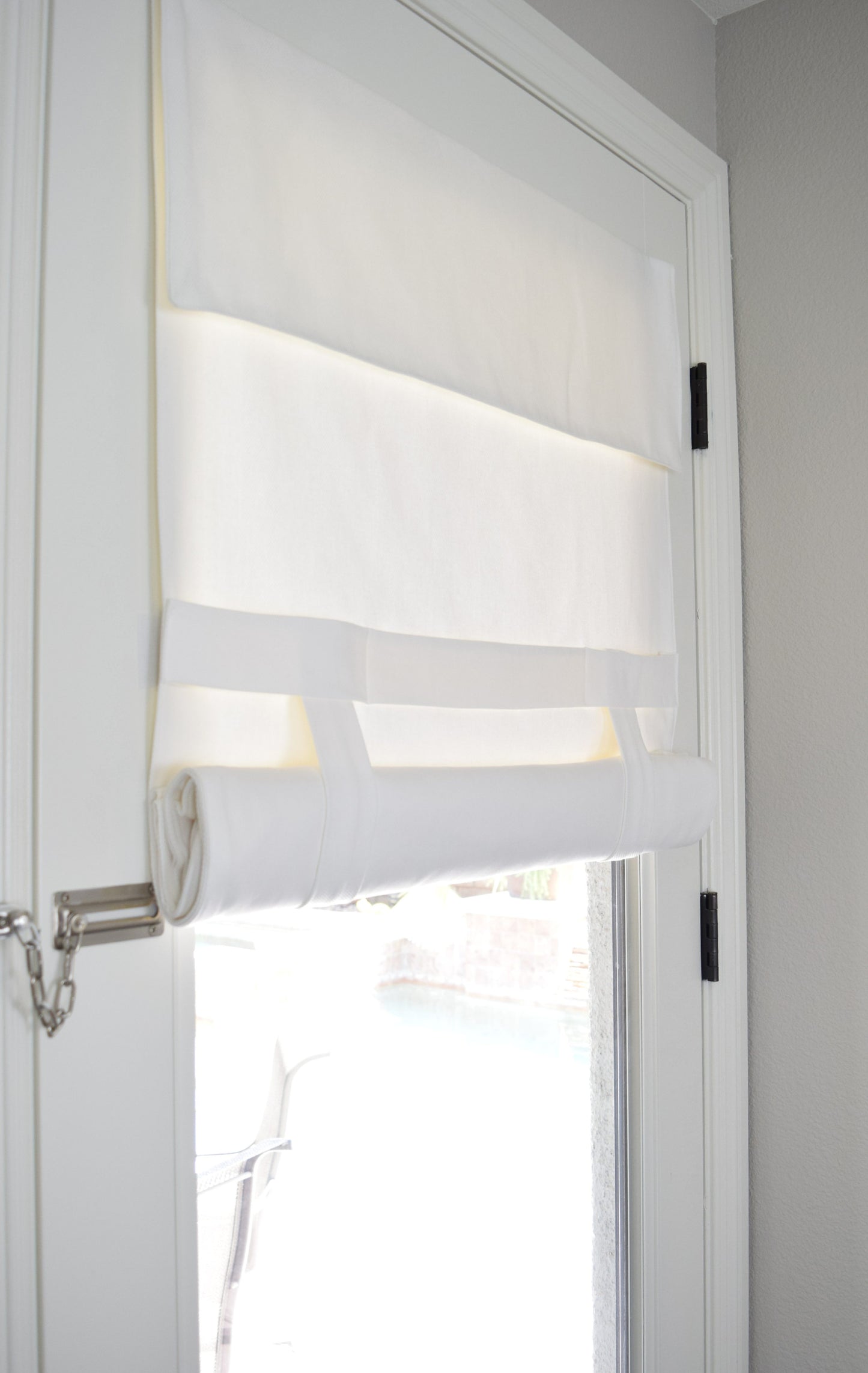 Off White Herringbone Drop Down Extra Long French Door Curtain 1 panel