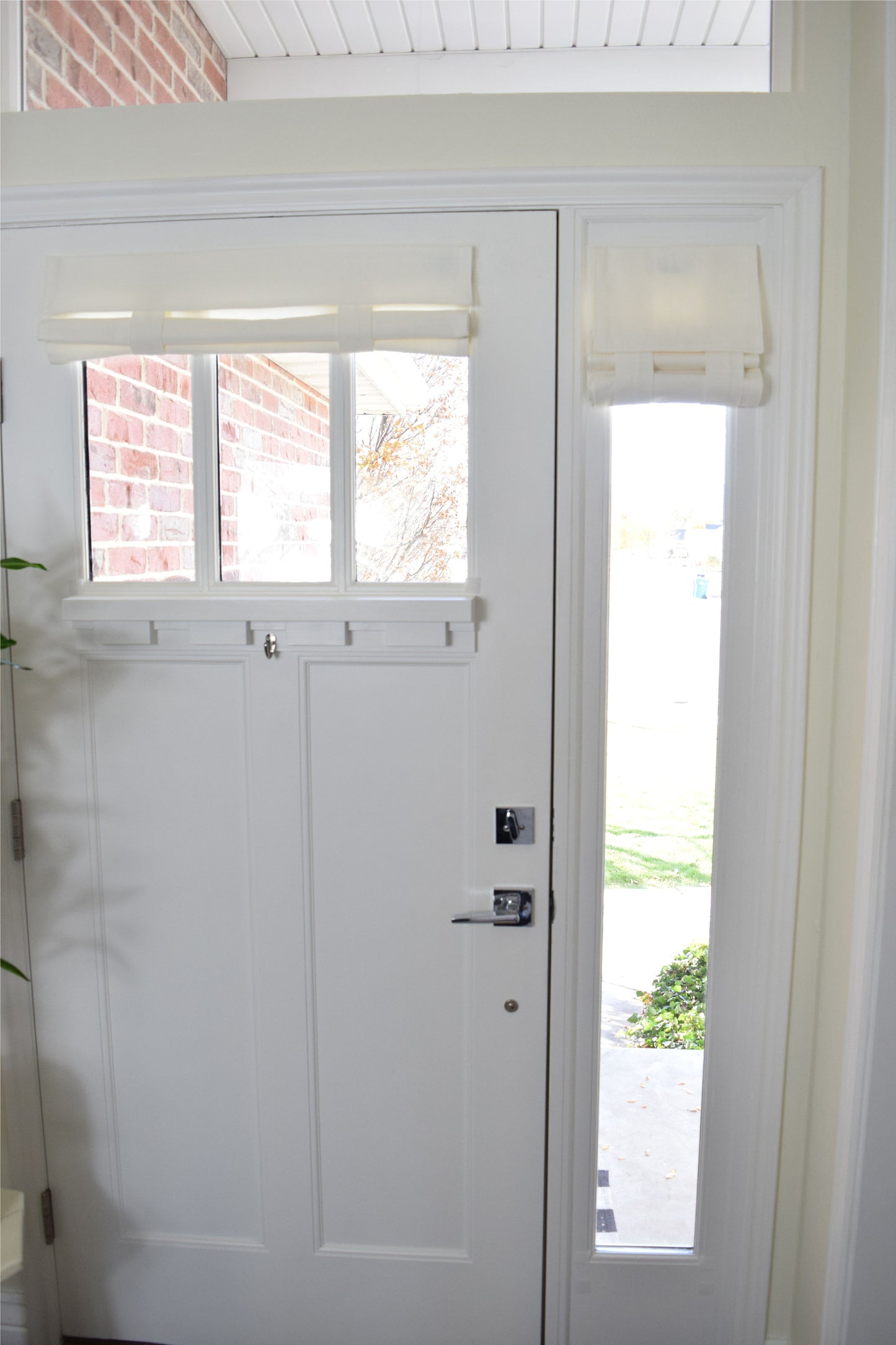 Off White Herringbone Small Front Door or Sidelight Curtains 1 panel