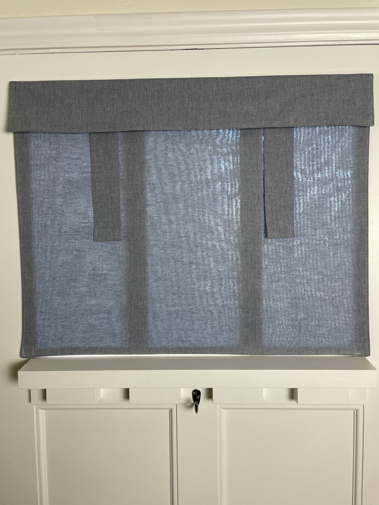 Blue Chambray Small Front Door or Sidelight Curtains - 1 panel