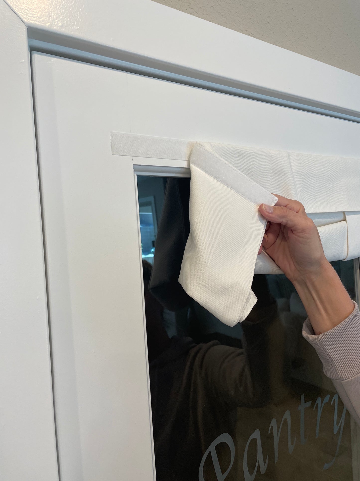 Off White Herringbone Front Door Curtain 1 panel