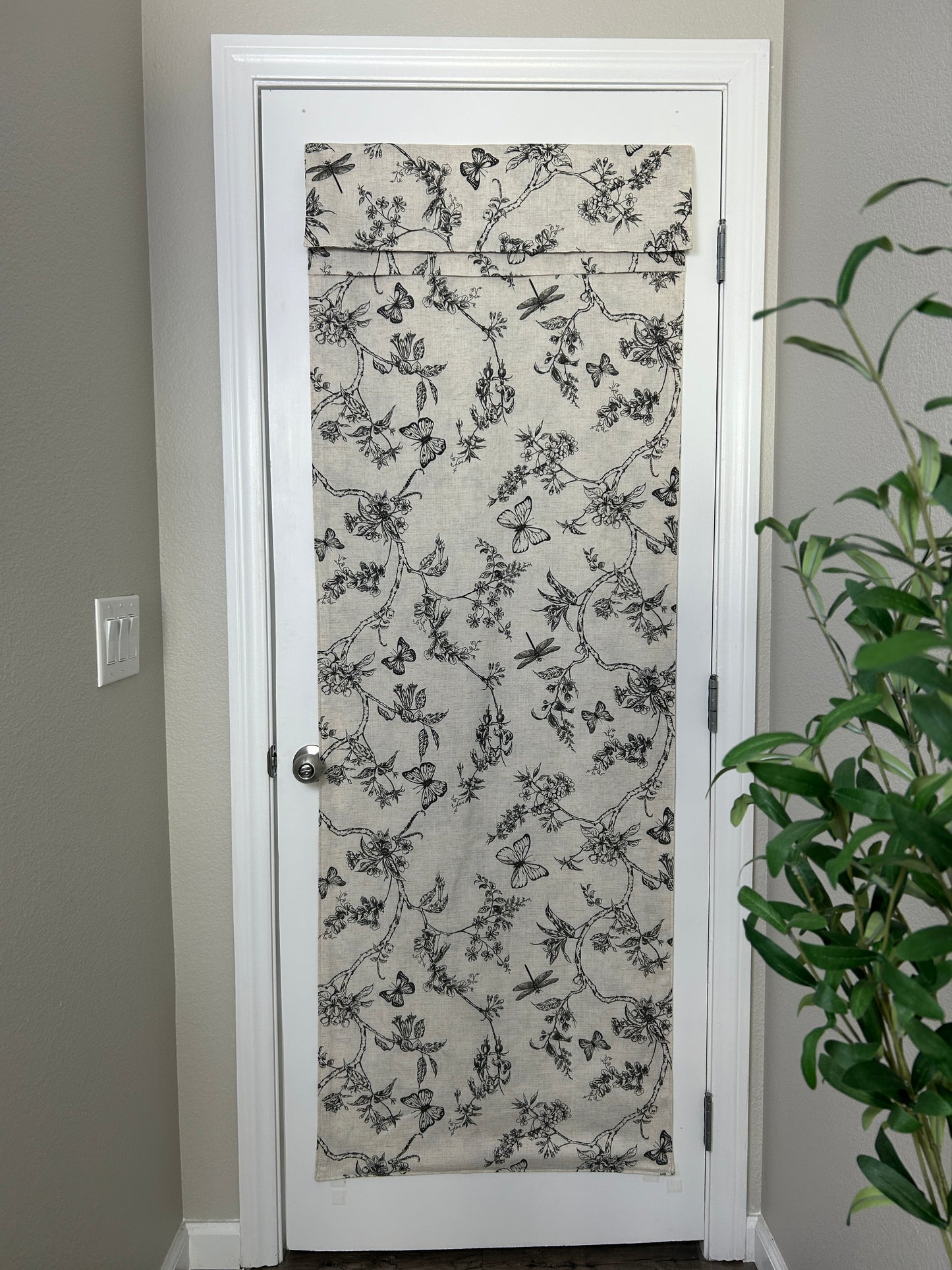 Black Butterfly Botanical Washable Door Panel - 1