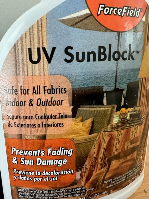 UV Spray (not the bottle--we spray on curtain for you)