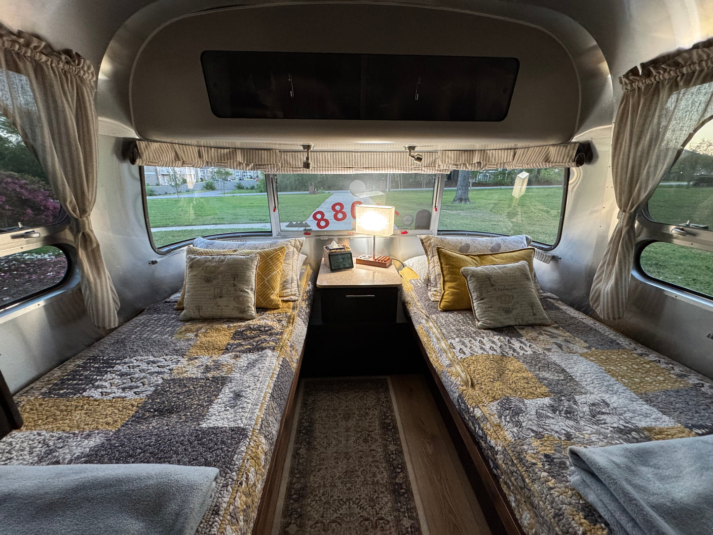 1 Set (6 curtains) Taupe Striped Blackout Airstream® Washable Panoramic Curtains