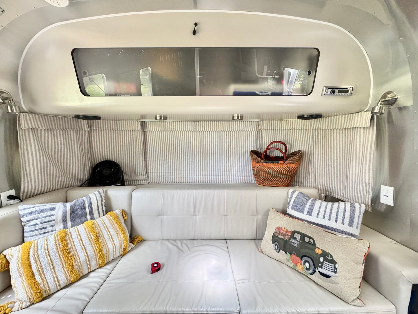 1 Set (6 curtains) Taupe Striped Blackout Airstream® Washable Panoramic Curtains