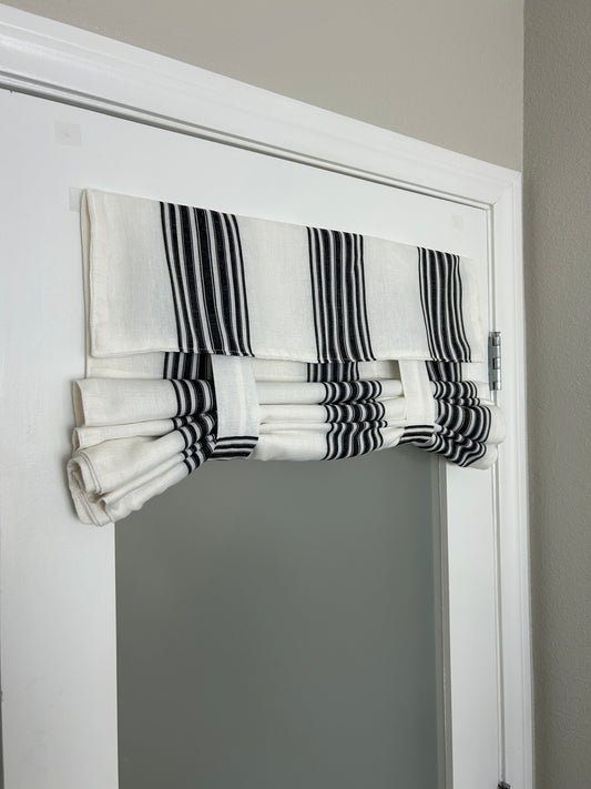 Bold Black Striped on Off White French Door Curtain - 1 Panel