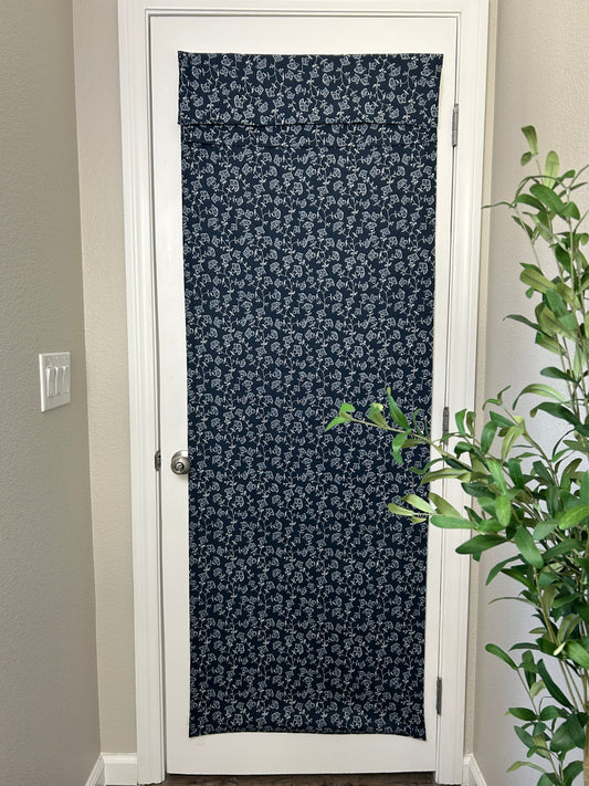 Navy Floral Print French Door Curtain - 1 Panel
