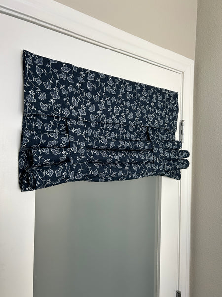 Navy Floral Print French Door Curtain - 1 Panel