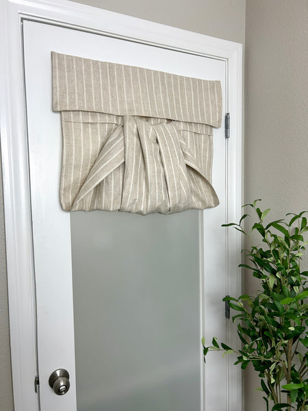 BrioLux™ Beige Striped Linen Luxury Door Curtain 1 Panel