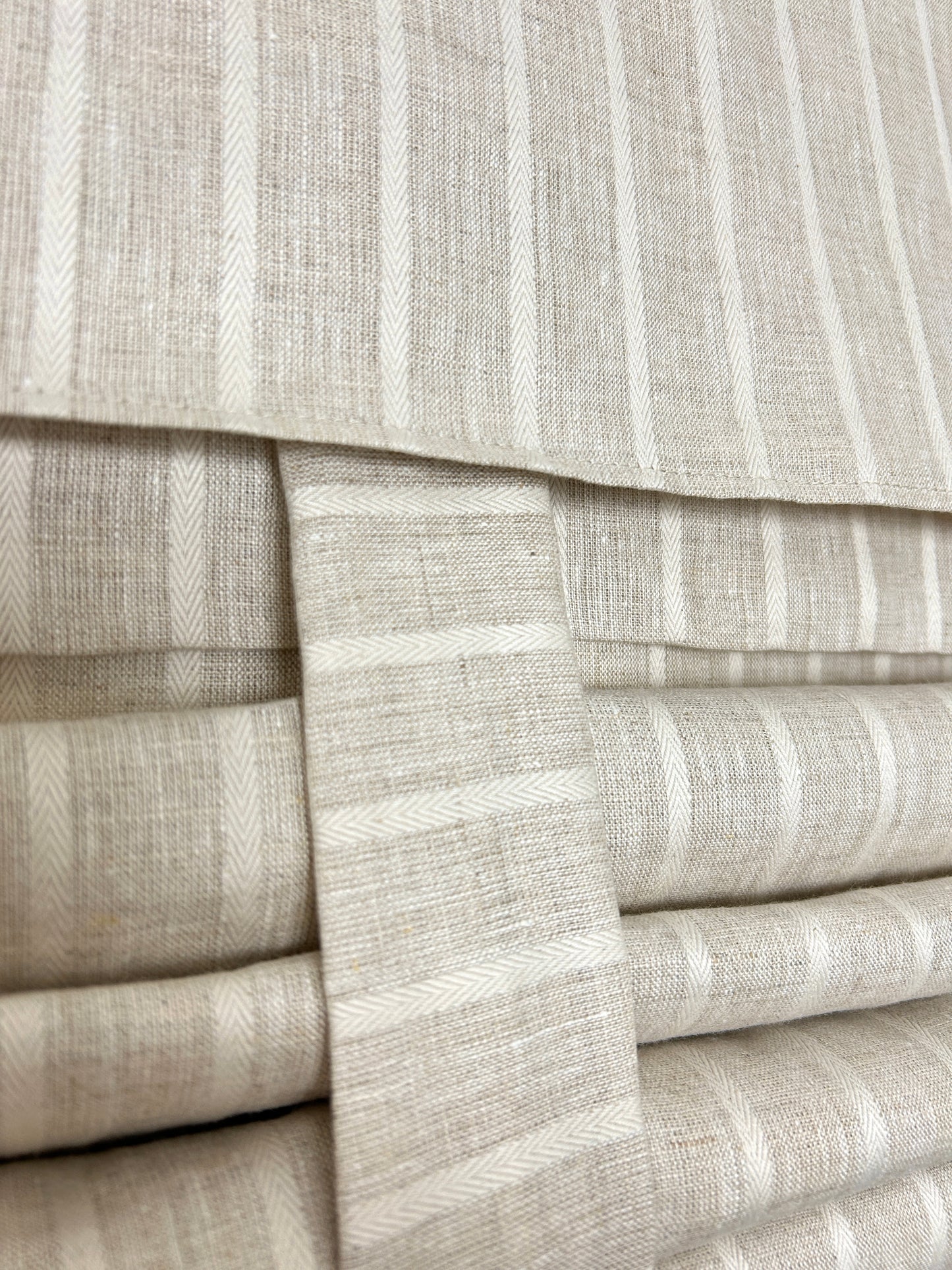 BrioLux™ Beige Striped Linen Luxury Door Curtain 1 Panel