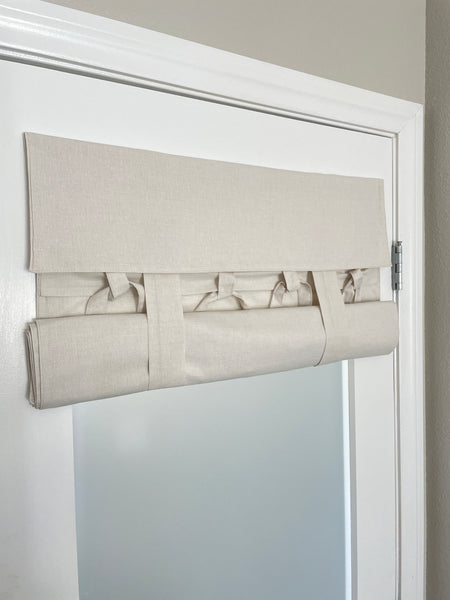 Ties and Bows Natural Beige Soft Cotton French Door Curtain 1 panel