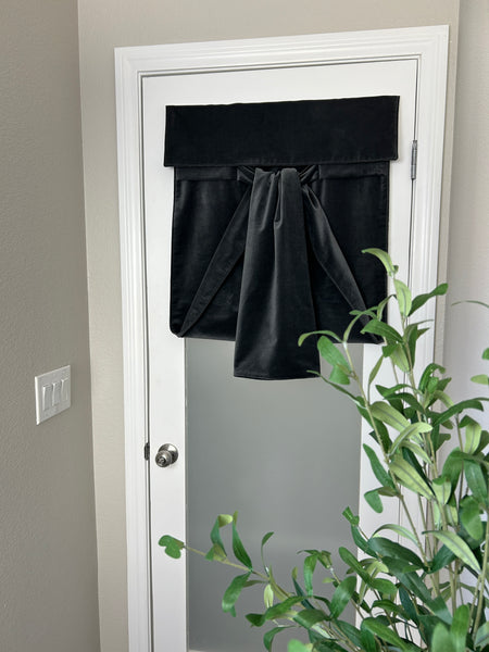BrioLux™ Charcoal Gray Velvet Blackout Luxury Door Curtain 1 Panel