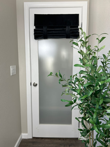 BrioLux™ Charcoal Gray Velvet Blackout Luxury Door Curtain 1 Panel