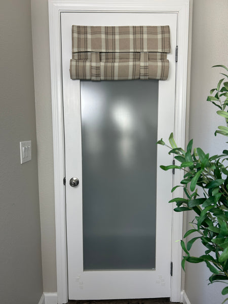 BrioLux™ Tan Plaid Blackout Luxury Door Curtain 1 Panel